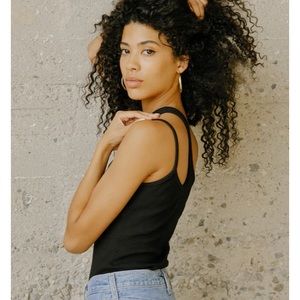 New with tags one shoulder black rubbed tank top